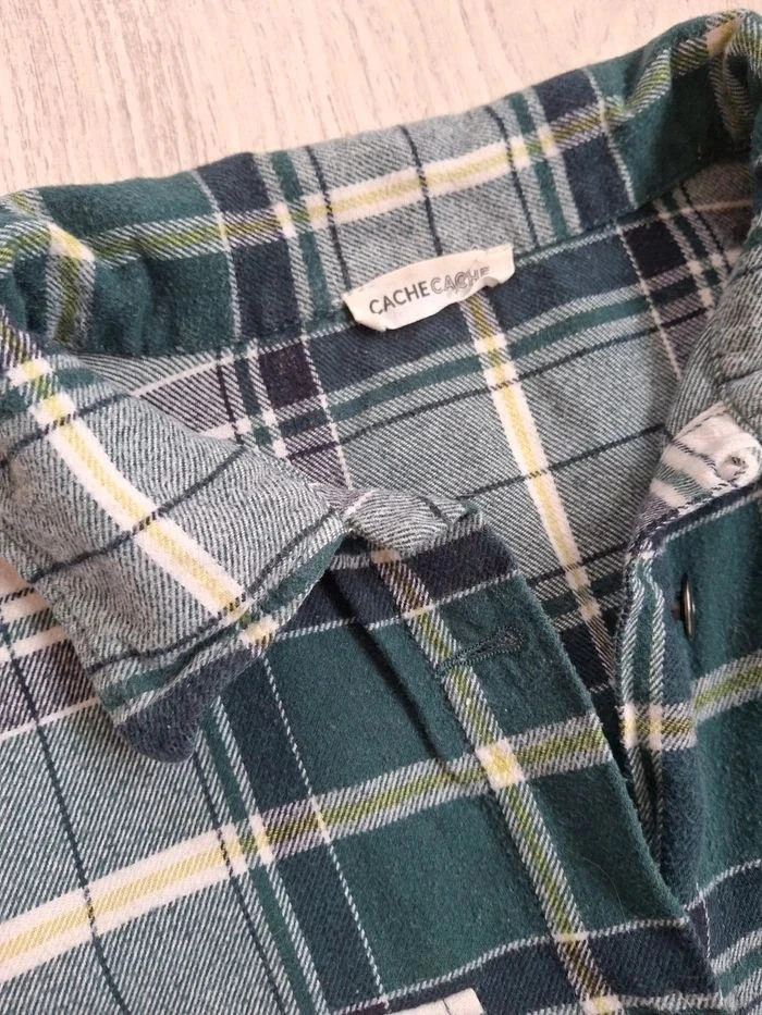 Camisa de mujer de franela a cuadros verde/blanco Cache Cache - Talla 34 – photo 8